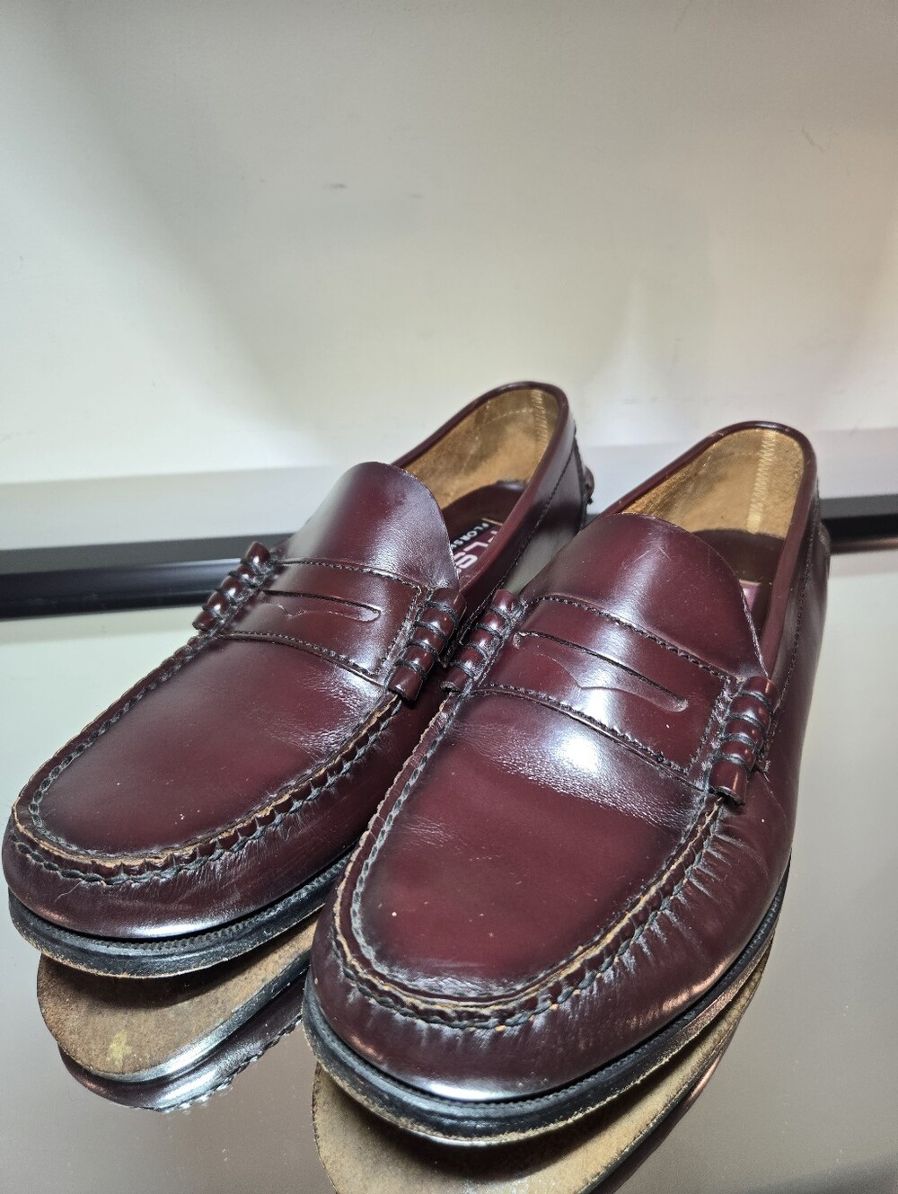 Florsheim Berkley Penny Loafers Men's 9 Mock Toe Burgundy Slip On Classic Preppy